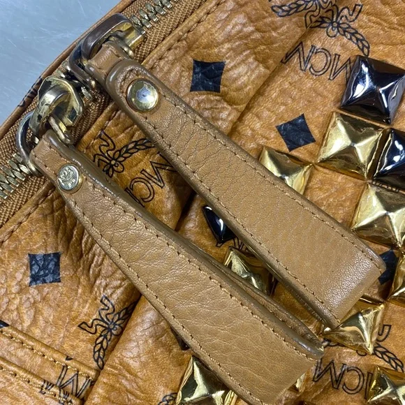 MCM Tan and Gold Studded Backpack - Picture 9 of 16